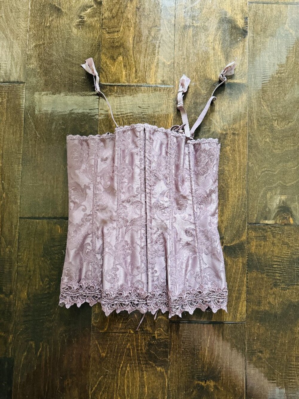 Frederick's of Hollywood Brown Mauve Corset Womens 34 Style 7000 Filigree Embroi